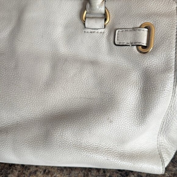 MICHAEL KORS HAMILTON Hobo Shoulder Satchel Purse Ivory Pebble Leather - Picture 6 of 11